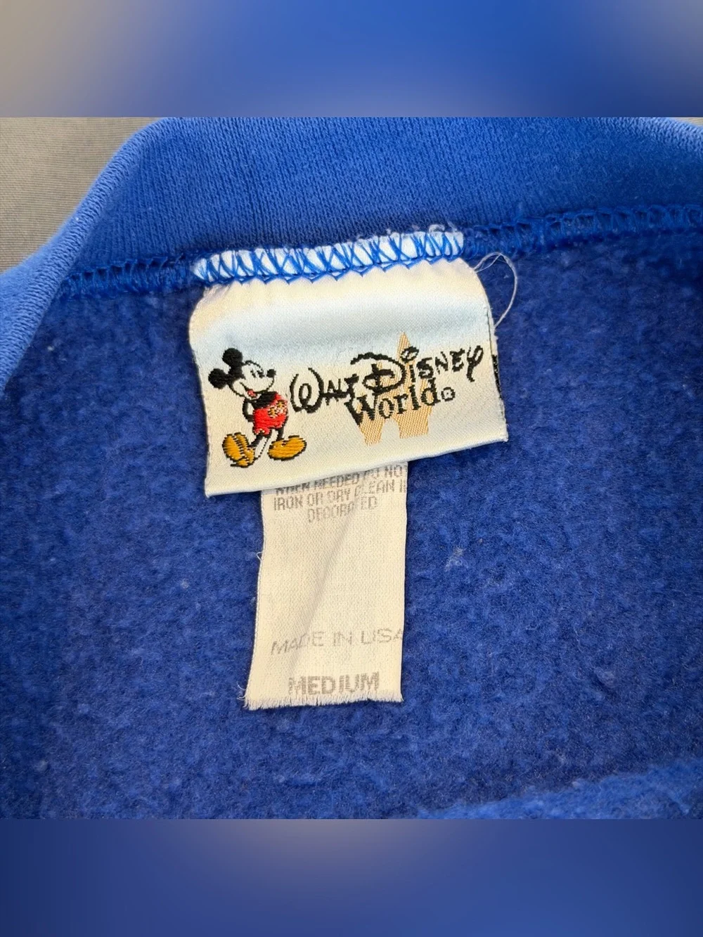 Vintage Walt Disney World M Sweatshirt Made In USA Blue